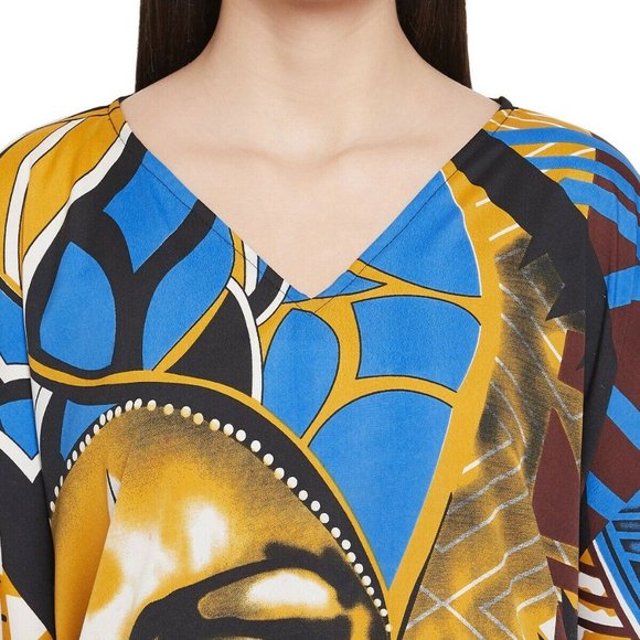 Lady Tribal Printed Caftan Dress Coverup With 3/4 Sleeve for Summer Beach Party - Picture 6 of 8